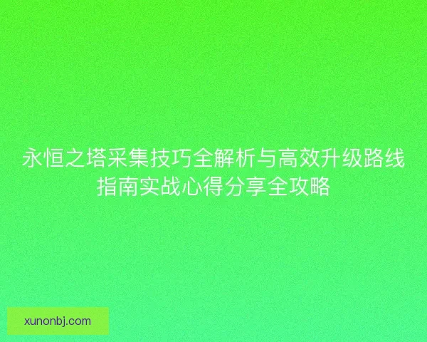 永恒之塔采集技巧全解析与高效升级路线指南实战心得分享全攻略 永恒之塔采集技巧全解析与高效升级路线指南实战心得分享全攻略